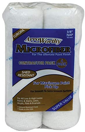 Arroworthy 9"x 3/8" Microfiber Roller Cover 4-Pack